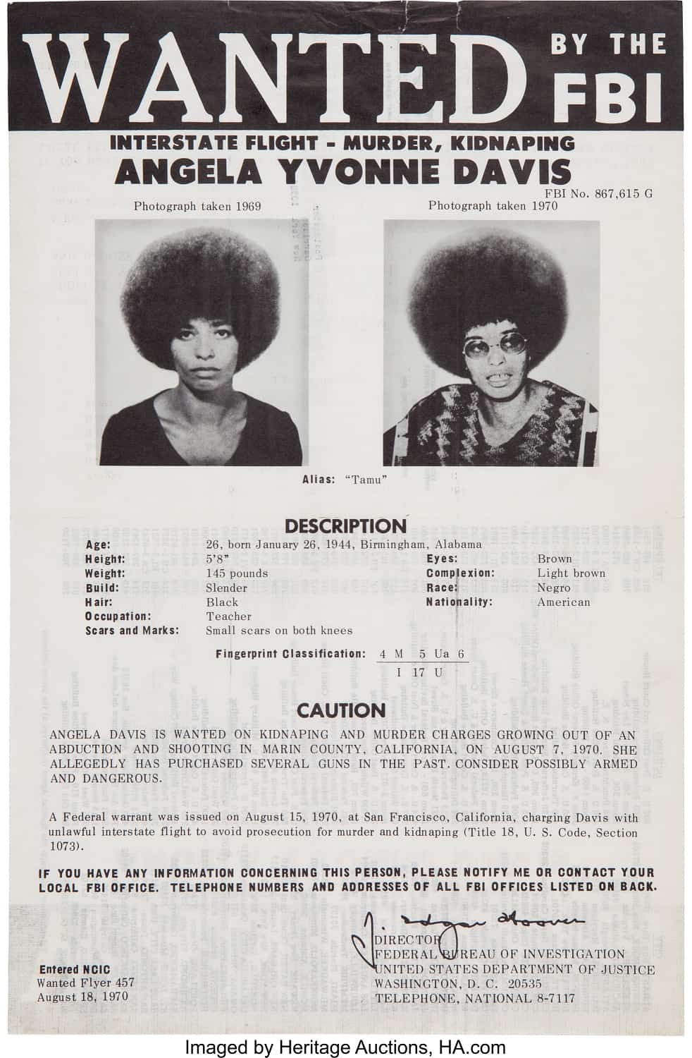 Angela Davis Wanted Poster