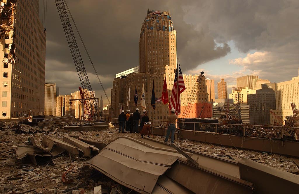 The aftermath of the destruction of the WTC in NY