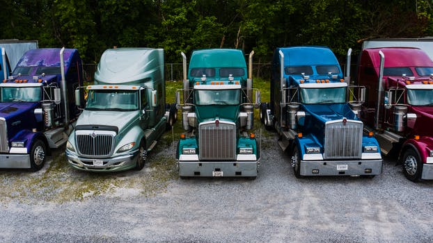 Line of trucks parked
